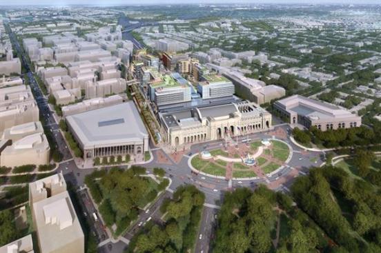This+aerial+view+shows+the+air+rights+development%2c+historic+station+and+the+new+HOK-designed+train+shed+from+the+southwest.+Designed+by+Daniel+Burnham+and+opened+in+1907%2c+Union+Station+has+become+one+of+the+country%e2%80%99s+busiest+multimodal+transportation+hubs.