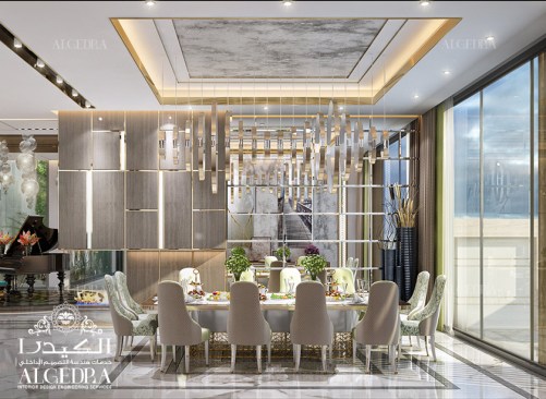 Luxury villa dining room interior decoration