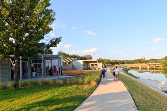 Pavilion along bustling Trinity Trail