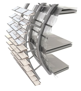 Rendering of exterior section with louvers