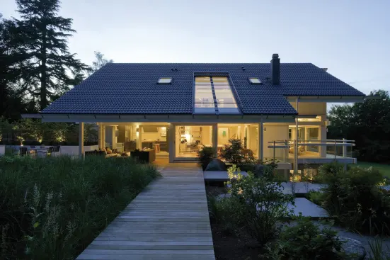 The side view of an ART6 house.