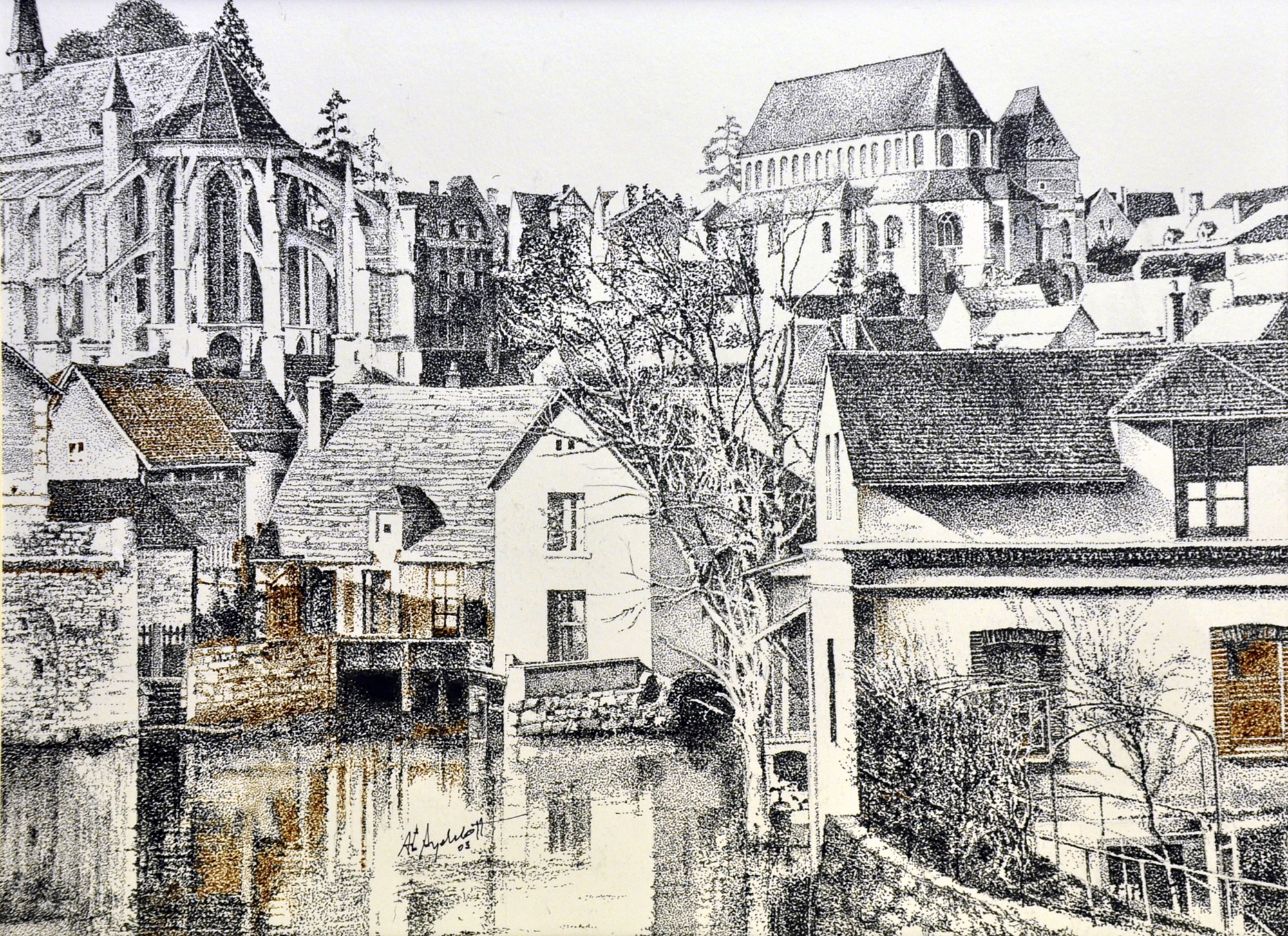 St. Pierre and St. Aigman, Vue sur l'Eure au Pont de la Courtille, Chartres, France (2003)