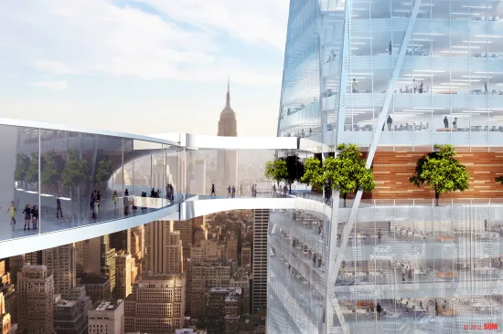 Connection between observation deck and adjacent tower.