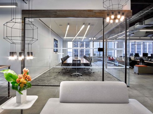 Reception seating and conference room.