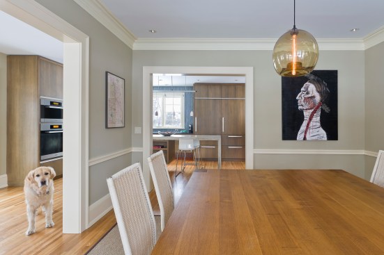 View from dining room into modern kitchen