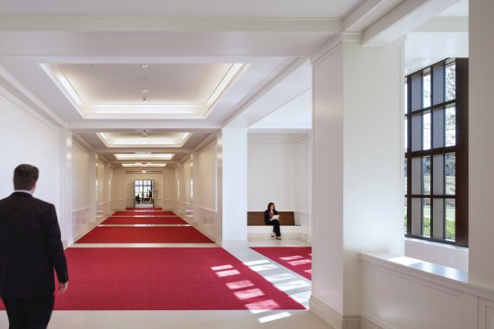 A lower-level hallway in the Institute.
