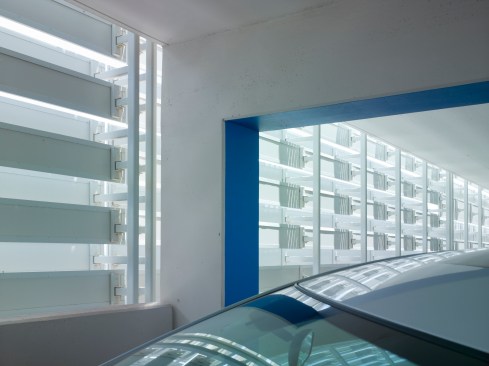 East elevation detail from interior of Car Park 1