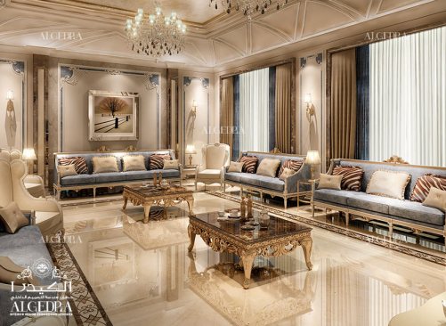 Interior of majlis in luxury Dubai villa