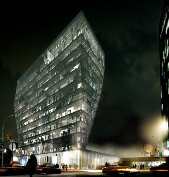 Solar Carve Tower, night.