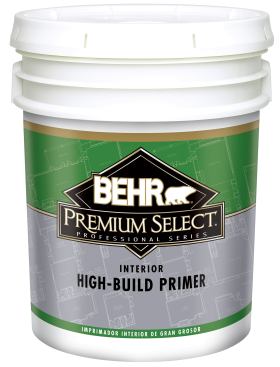 Behr. Ideal for drywall installers, Premium Select High Build Primer & Sealer is designed to help professionals save time, money, and materials during the drywall-finishing process. The high-viscosity primer goes on thick to fill and hide minor imperfections before applying color topcoat. The high-build properties minimize imperfections such as paper fuzz, minor sanding grooves, nicks, and pinholes, and ensures topcoats present a smooth and consistent sheen. Available through special order only. 
www.behrpro.com. 
–L.H.