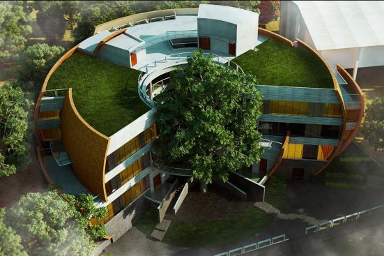 Winner, Innovation in Structural Engineering: Bhau Institute of Innovation, Entrepreneurship, and Leadership, in Pune, Maharashtra, India, by Shibanee and Kamal Architects