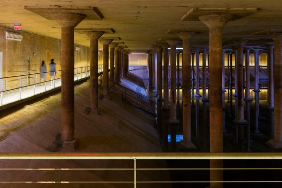 Page’s design for the interior of the existing underground cistern turned a failing city resource into an arts and cultural venue. The first art and sound installation is now on view and can be viewed from the perimeter walkway.