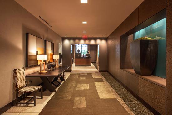 Walls shown in Bonded Bronze with Dark Patina and custom pattern at Residences at the InterContinental, Boston, Massachusetts