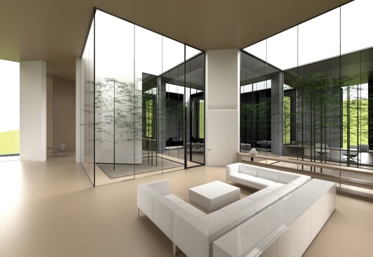 The Courtyard House,
Interior View, Living 