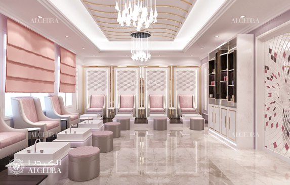 Nail care services area in ladies beauty salon