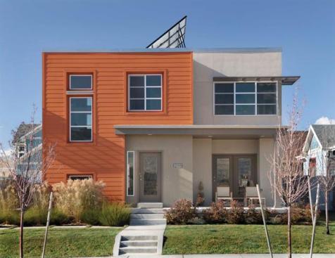 Peaking up from the roof of this model is the solar panel, which come standard on the homes.