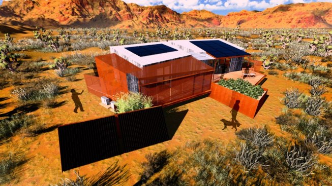 Bird's eye exterior rendering.