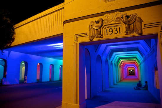LightRails+being+enjoyed+by+pedestrians.