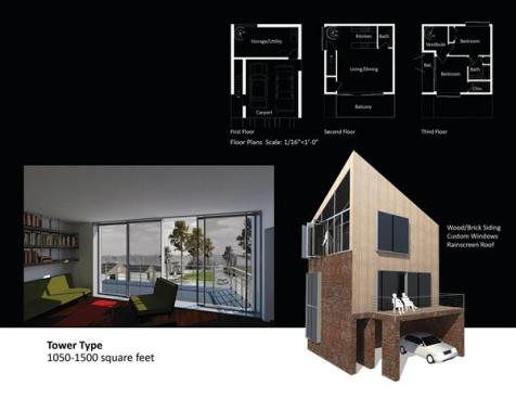 Home designs include gable-roof models and the more modern ??Tower.??