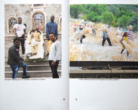 As detailed in the show’s pocket catalog, refugees from the Middle East and Africa have helped revitalize the villages of Camini and Riaci in Italy