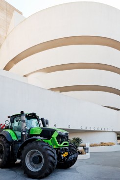 The Deutz-Fahr tractor parked outside the museum