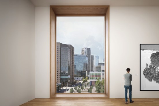 Gallery level 5 overlooking Queen Elizabeth
Plaza and downtown.