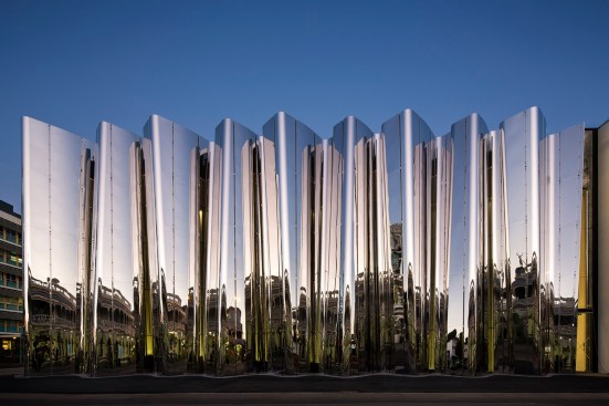 The reflective exterior of the Len Lye Centre.