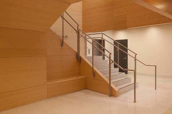 Silhouette Railing System shown with Stainless Steel guardrails and handrails, cable infill at Salem State University, Salem, Massachusetts