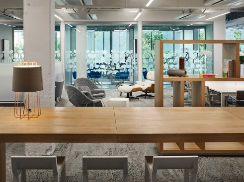 Library where employees come together to collaborate and relax