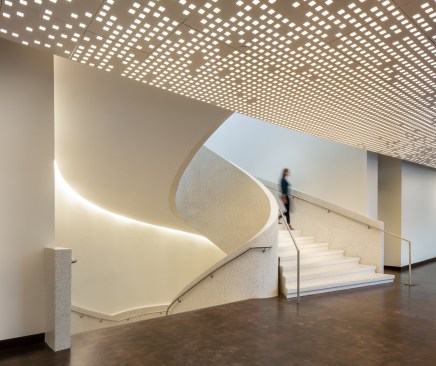A new grand staircase in the welcome center