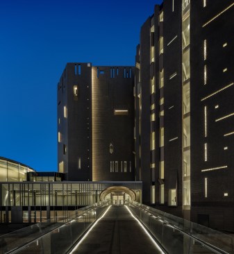 The original entrance to the Ponti building, an oval-shaped stainless-steel tube, will now be used for school groups