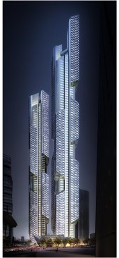 Dancing Dragons towers, night.