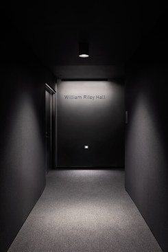 William Riley Hall identity signage etched and integrated into the architecture