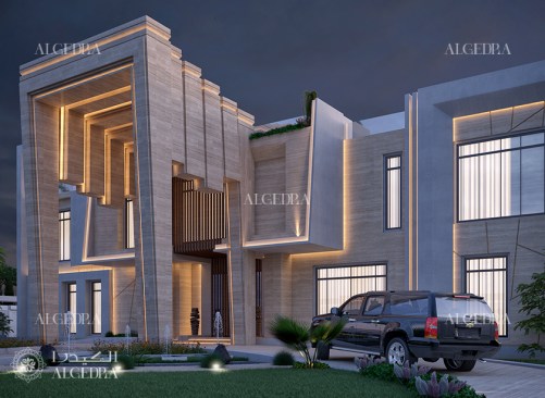 Villa exterior design with landscape