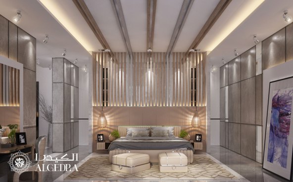 Master bedroom contemporary style in luxury villa