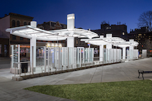 "The station's design is architecturally unique, but not in conflict with any of the other types of architecture surrounding it. It's meant to be light on the landscape and should not interfere with the visual nature of the neighboring buildings," said architect Greg Maynes.