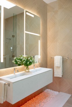 Serenity Indian Wells luxury mansion textured modern shower wall design detail