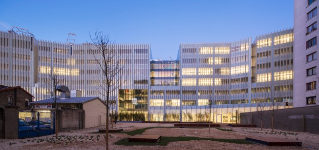 Building at dusk