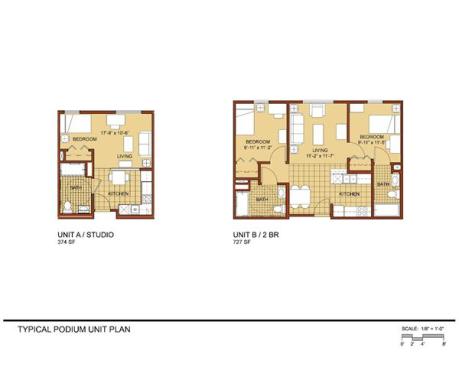Floor plans for two types of units.