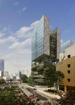 Rendering of the Pan Pacific Hotels Group?s Parkroyal on Pickering in central Singapore, designed by Singapore-based WOHA Architects.