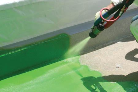 Green Roof Waterproofing System from Dow Hyperlast comprises a primer, elastomeric membrane and robust wear coat to combine performance with installation and usage flexibility. It adheres evenly to surfaces and protects against water leakage, mineral residue leaching, garden chemicals and oil spillages, as well as resists root penetration. Any damage can be repaired without removing the entire membrane. (770) 428-2684 / www.verdiseal.com CIRCLE NO. 90; ecostructure.hotims.com