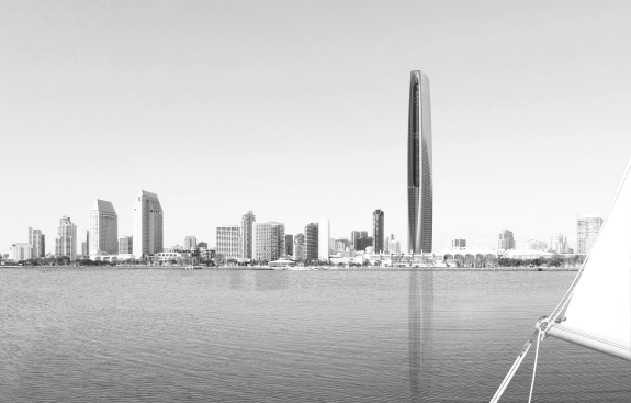 View of the tower from the lake.