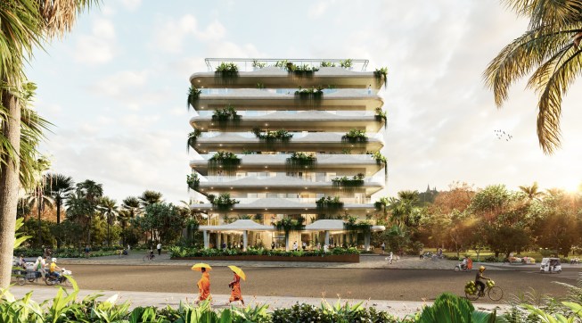 Illustrative CGI street view looking north