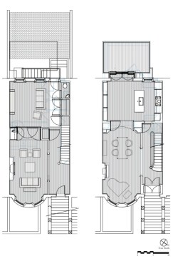 Left: Ground Level Plan; Right: Parlor Level Plan