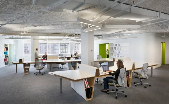 The Radar Desk is a signature feature of the space, and provides an iconic open office environment.
