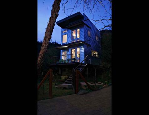 Treehouse at dusk.