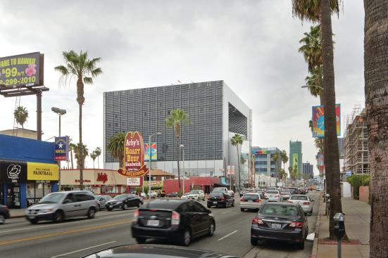 The building is located on a rapidly gentrifying commercial strip of Sunset Boulevard. 