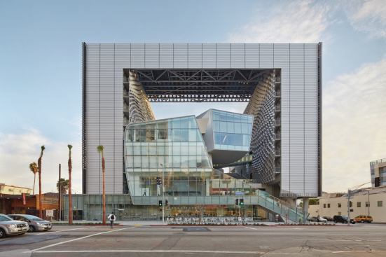 The front exterior of the building, which is located on the south side of Sunset Boulevard.