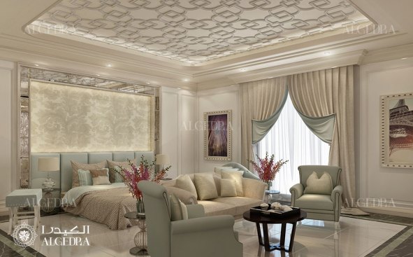 Modern bedroom design in luxury villa