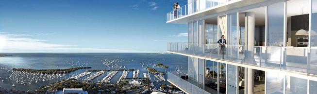 View of balconies at apartment levels.